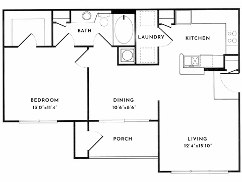 1 BD 1 BA 872 SF at Spotswood Commons, Williamsburg, VA 23188  